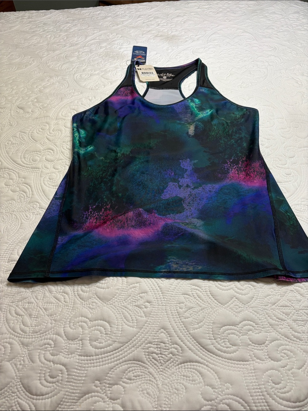 Salt Life Women’s Racerback Tank - Teal, Purple & Pink Abstract Print